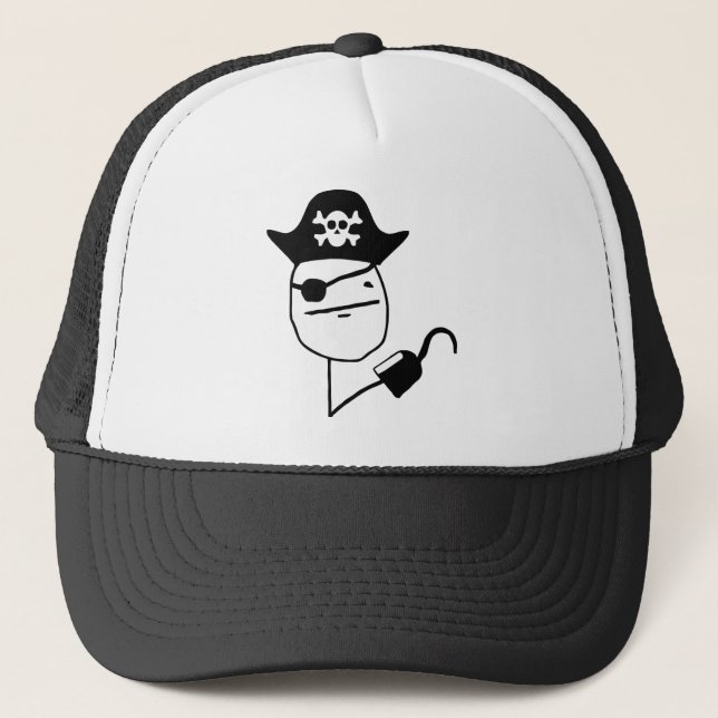 Pirate poker face - meme trucker hat (Front)