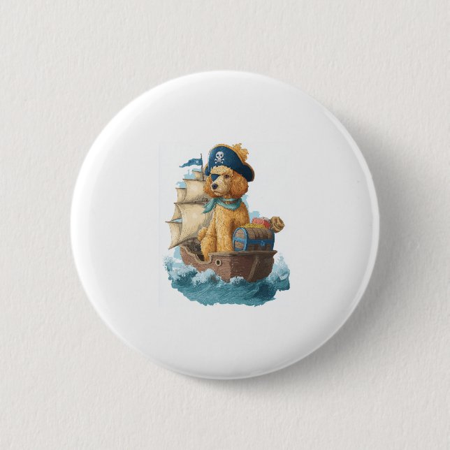 Pirate Poodle � Funny Sea Dog Button (Front)