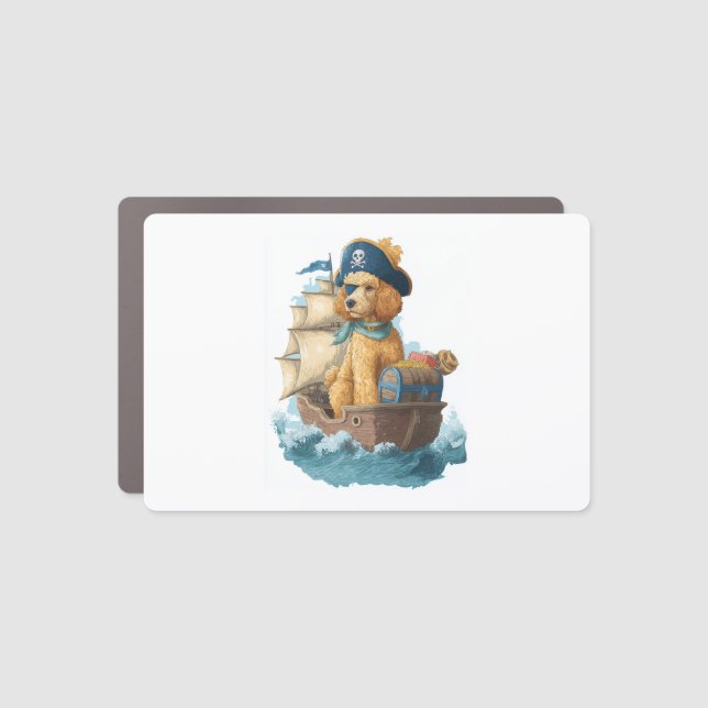 Pirate Poodle – Funny Sea Dog Car Magnet (Front)
