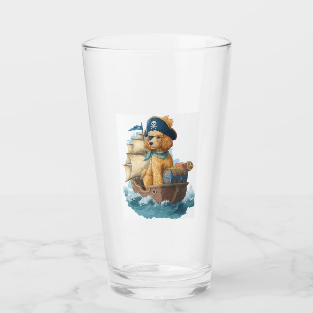 Pirate Poodle � Funny Sea Dog Glass (Front)