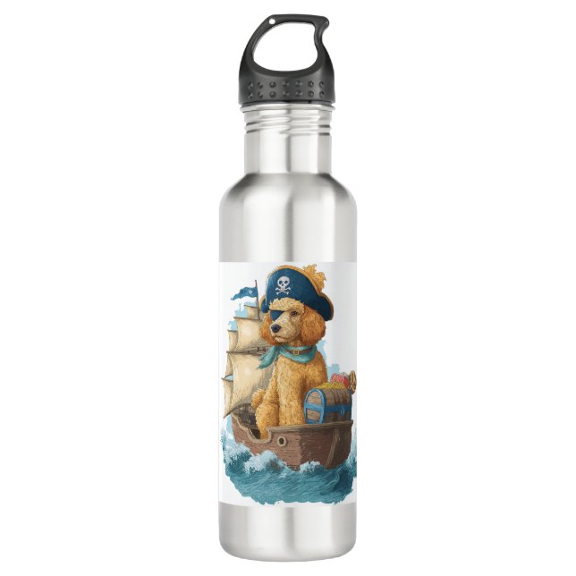 Pirate Poodle � Funny Sea Dog Stainless Steel Water Bottle (Front)