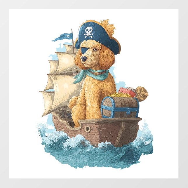 Pirate Poodle � Funny Sea Dog Wall Decal (Front)