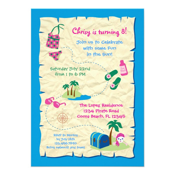 Pirate Pool Party Birthday Invitation