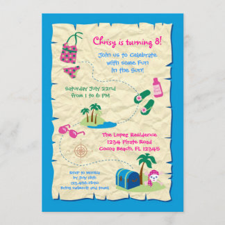 Pirate Pool Party Birthday Invitation