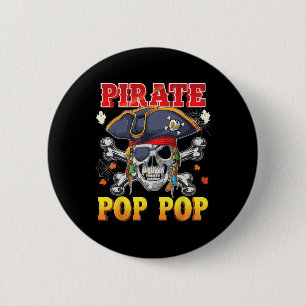 Pirate Pop-pop Skull Crossbones Halloween Costume  Button