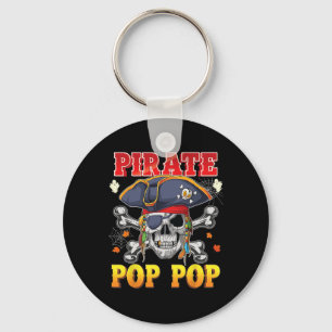 Pirate Pop-pop Skull Crossbones Halloween Costume Keychain