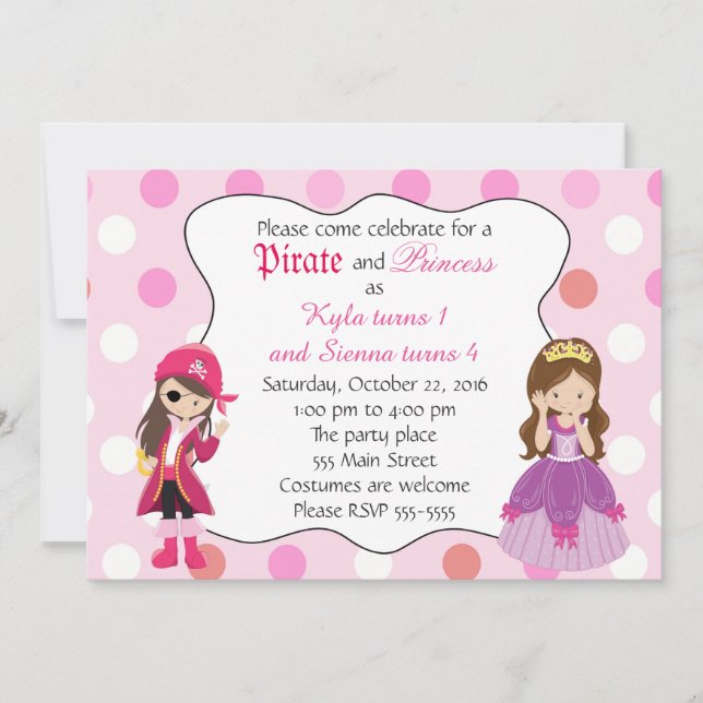Pirate Princess Girl Birthday Party Invitation (Front)