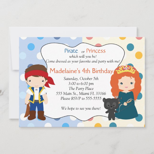 Pirate Princess Invitation Kids Birthday Party (Front)