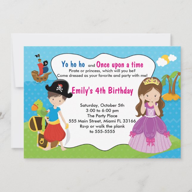 Pirate Princess Invitation Kids Birthday Party (Front)