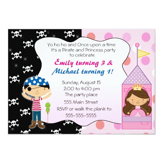 Pirate Princess Kids Birthday Party Invitations Zazzle Com