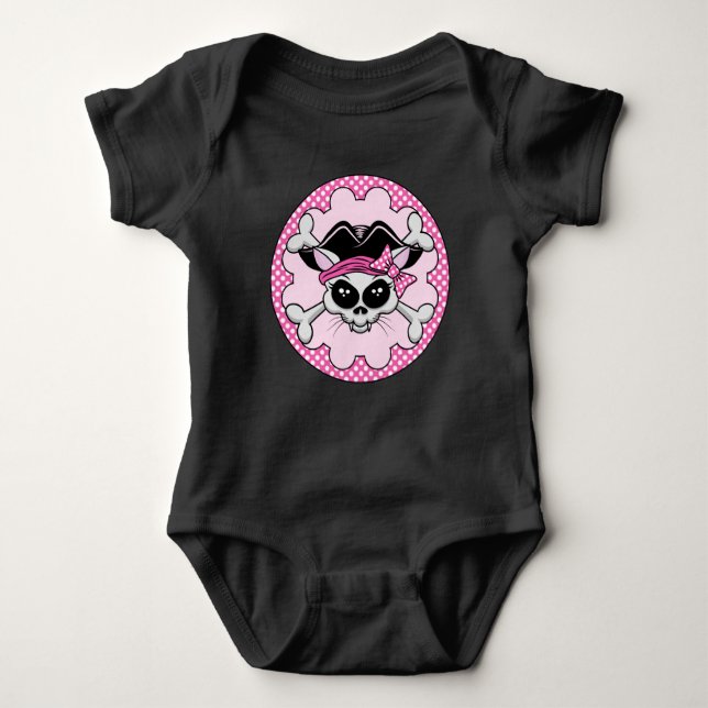 Pirate Princess Kitty Skull Baby Bodysuit (Front)