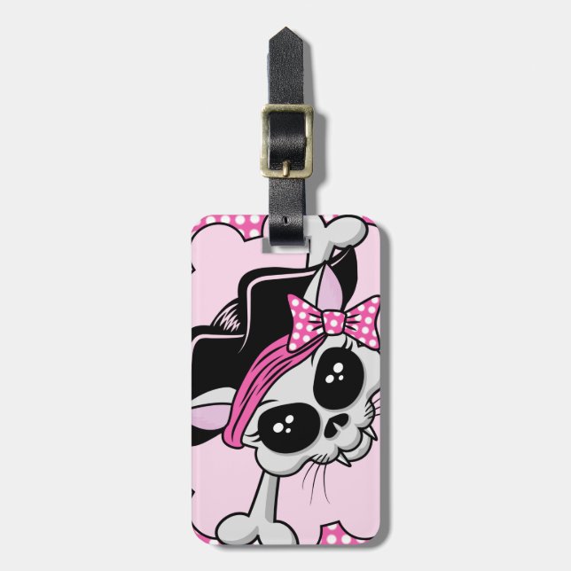 Pirate Princess Kitty Skull Luggage Tag (Front Vertical)