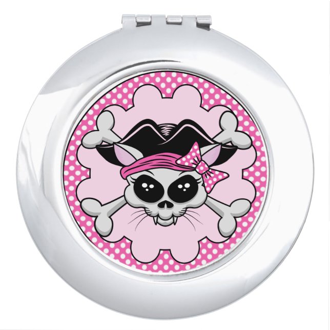 Pirate Princess Kitty Skull Makeup Mirror (Front)