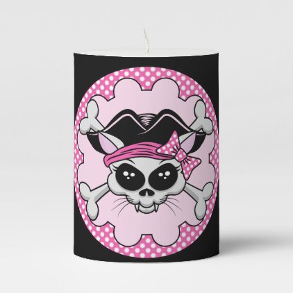 Pirate Princess Kitty Skull Pillar Candle