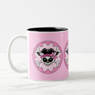 Pirate Princess Kitty Skull Two-Tone Coffee Mug