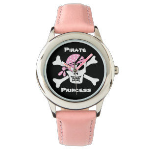 Pirate Princess on Black with Custom Text Watch