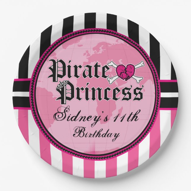 Pirate Princess Party Paper Plates (Front)