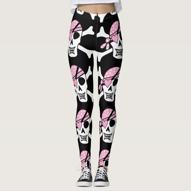 pink skull leggings