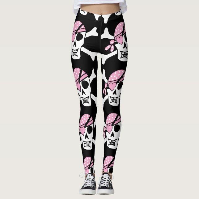 Pirate Princess Pink Skull Leggings (Front)