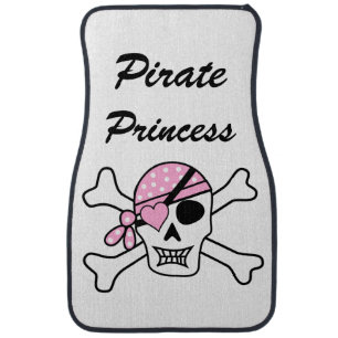 Pirate Princess with Pink Skull Car Mat