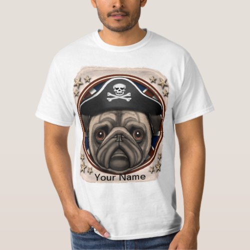 Pirate Pug custom name tshirt