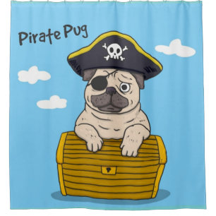 Pirate Pug Shower Curtain