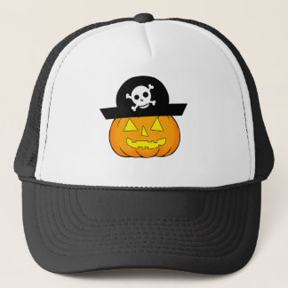 pirate pumpkin trucker hat
