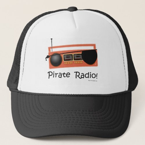 Pirate Radio Funny Music Cartoon Design Trucker Hat