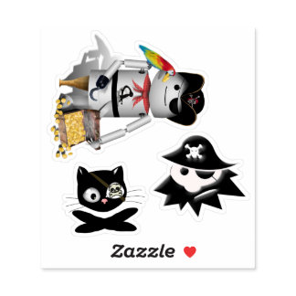 Pirate Robot, Cat and Kid 3 Pack Sticker