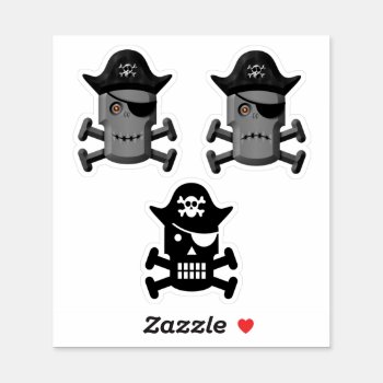Pirate Robot Jolly Roger 3 Pack Sticker by gravityx9 at Zazzle