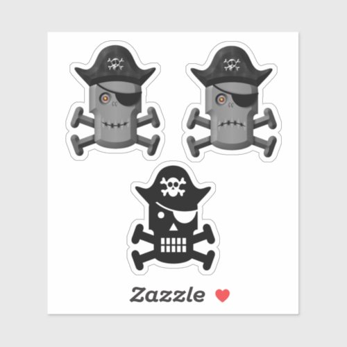 Pirate Robot Jolly Roger 3 Pack Sticker