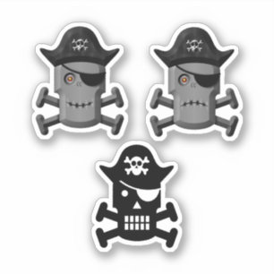 Pirate Robot Jolly Roger 3 Pack Sticker