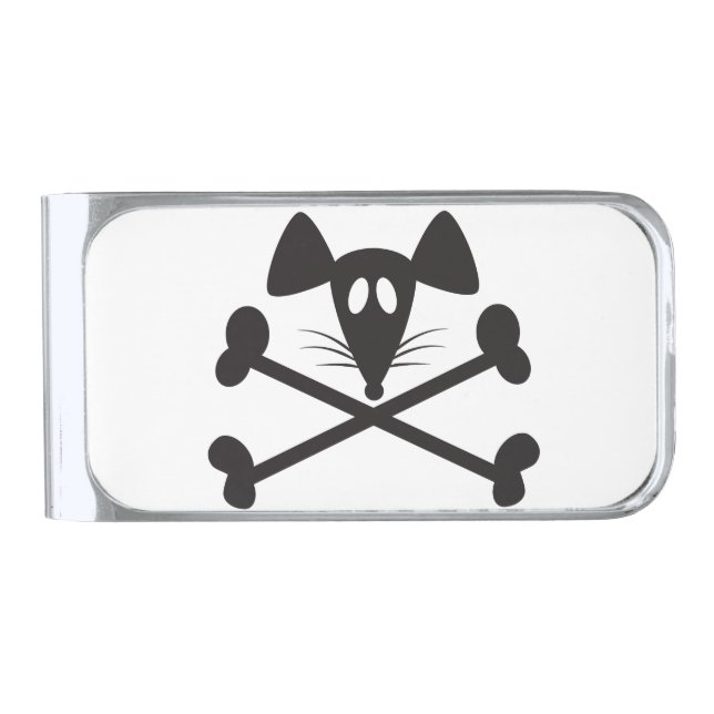 Pirate Rodent  Silver Finish Money Clip (Front)
