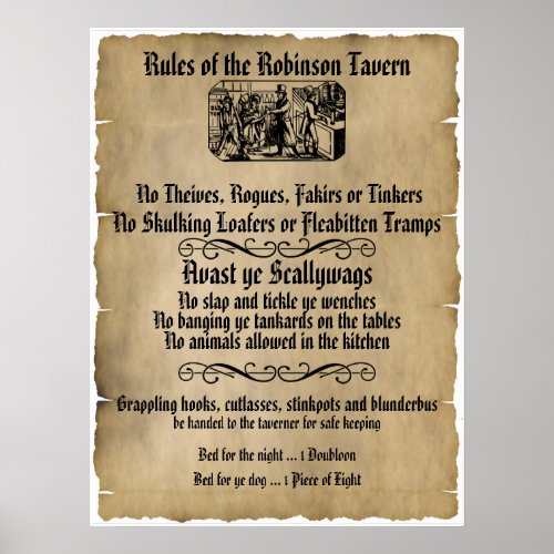 Pirate Rules of the Tavern Poster