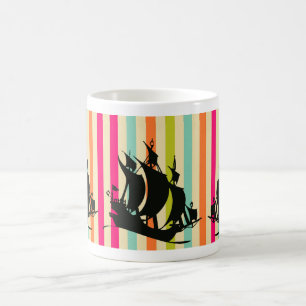 Pirate Sailboat on Ocean Waves Coffee Mug