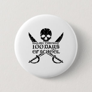 Pirate Sailing Through 100 Days Of School Boys Button