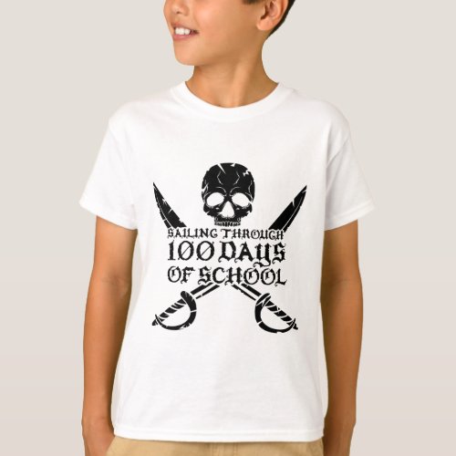 Pirate Sailing Through 100 Days Of School Boys  T_Shirt