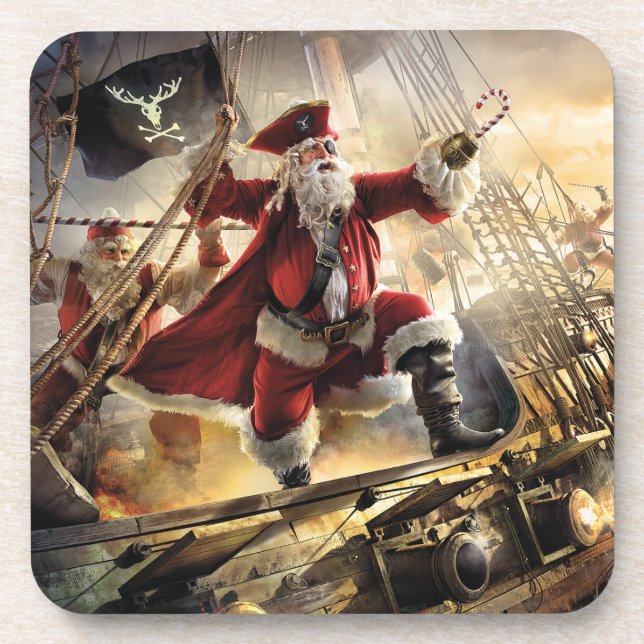 Pirate Santa Beverage Coaster (Front)