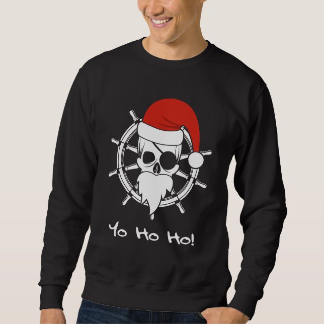 Pirate Santa Christmas Holidays YoHoHo Nautical Sweatshirt (Front)