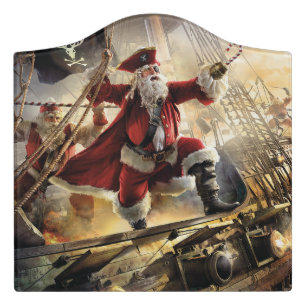 Pirate Santa Door Sign