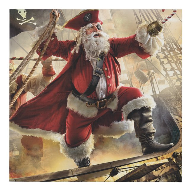 Pirate Santa Faux Canvas Print (Front)