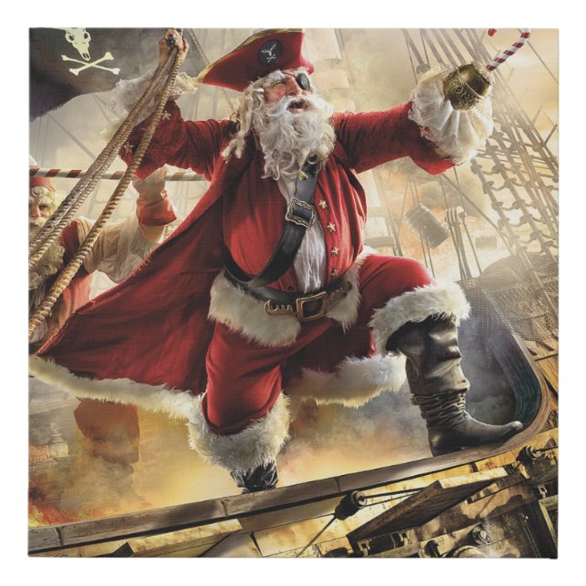 Pirate Santa Faux Canvas Print (Front)