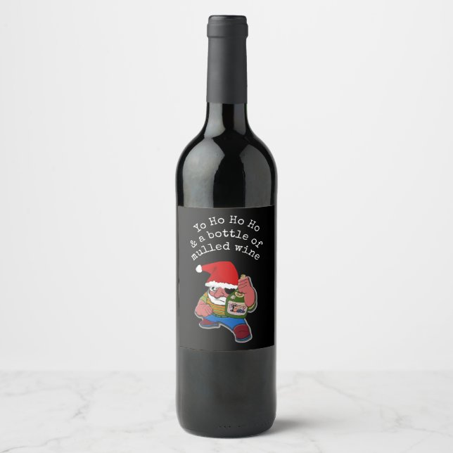 Pirate Santa Funny Mulled Wine Christmas Label (Front)