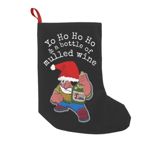 Pirate Santa Funny Mulled Wine Christmas Small Christmas Stocking