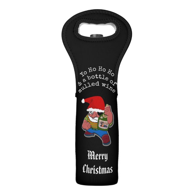 Pirate Santa Funny Mulled Wine Christmas Wine Bag (Front)