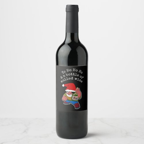 Pirate Santa Funny Mulled Wine Christmas Wine Label