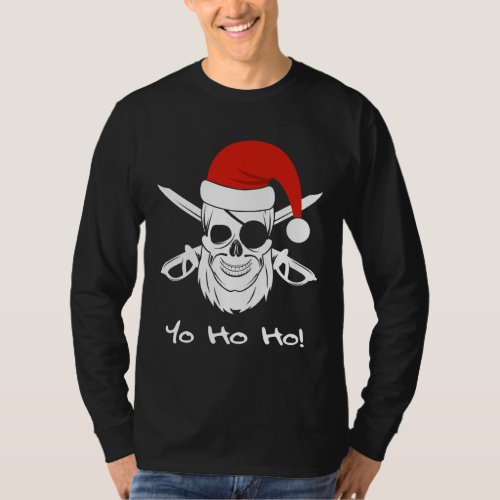 Pirate Santa Hat Yo Ho Ho Christmas Pirates T_Shirt