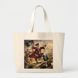 Pirate Santa Large Tote Bag