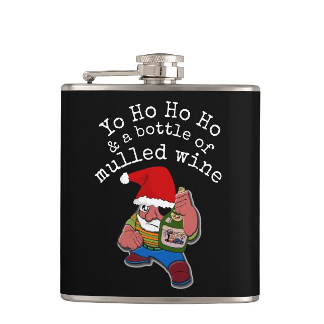 Pirate Santa Mulled Wine Christmas Flask (Front)