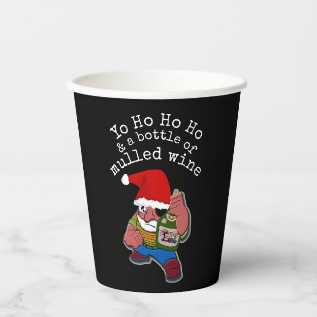 Pirate Santa Mulled Wine Christmas Paper Cups (Front)